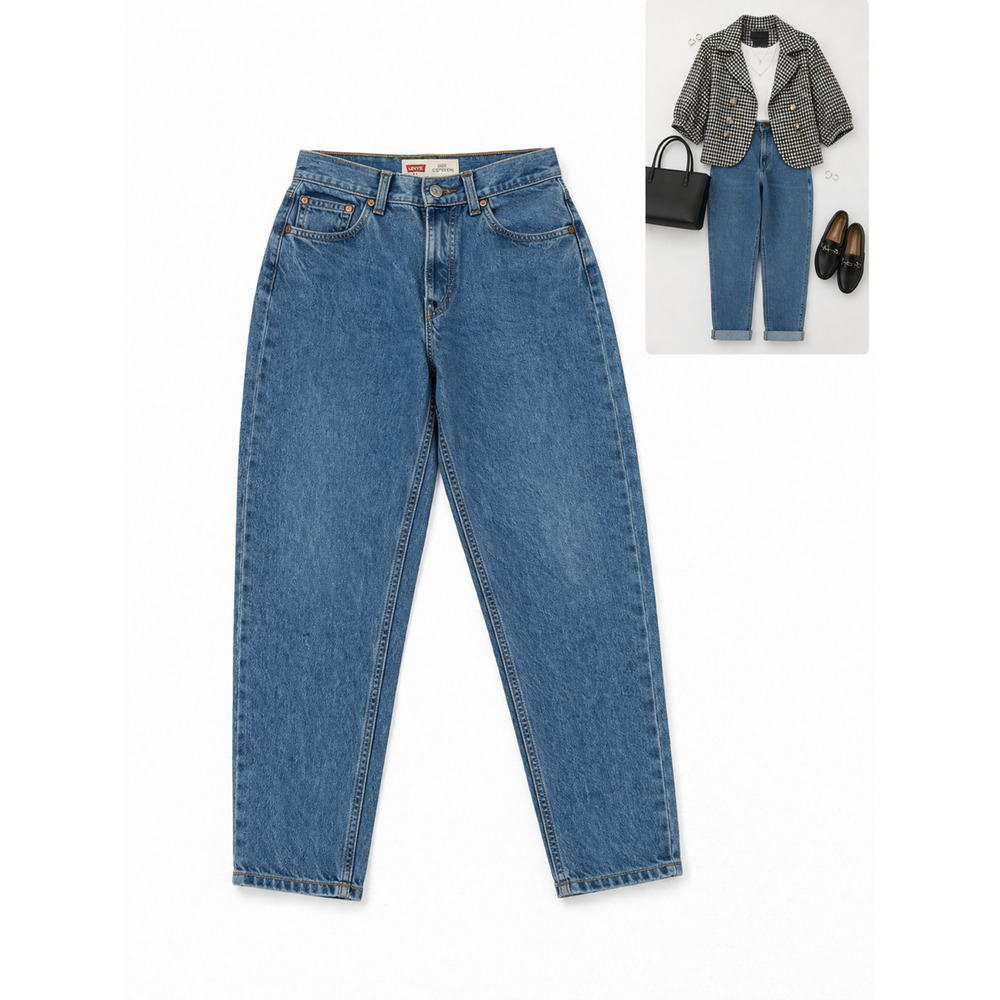 Levi’s 100 Cotton High Waisted Mom Jeans Vintage Straight Leg Blue 10